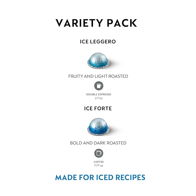 Nespresso Capsules Vertuo Line, Iced Variety Pack, 40-Count Espresso Coffee Pods, Brews 7.8 oz and 2.7 oz.