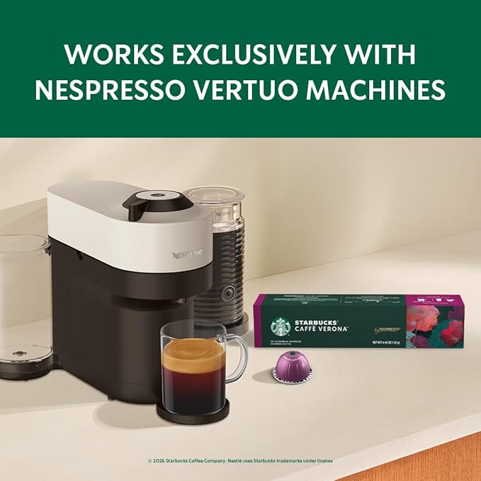 Starbucks by Nespresso Vertuo, Caffè Verona Dark Roast Coffee, 30-count Coffee Pods, Brews 7.8 oz.
