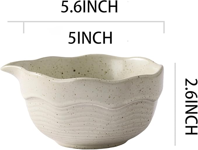 Matcha Bowl Set with Bamboo Whisk, Sifter & Scoop - Complete Ceramic Japanese Tea Ceremony Kit for Traditional Matcha Preparation (off-white with light brown speckled texture)