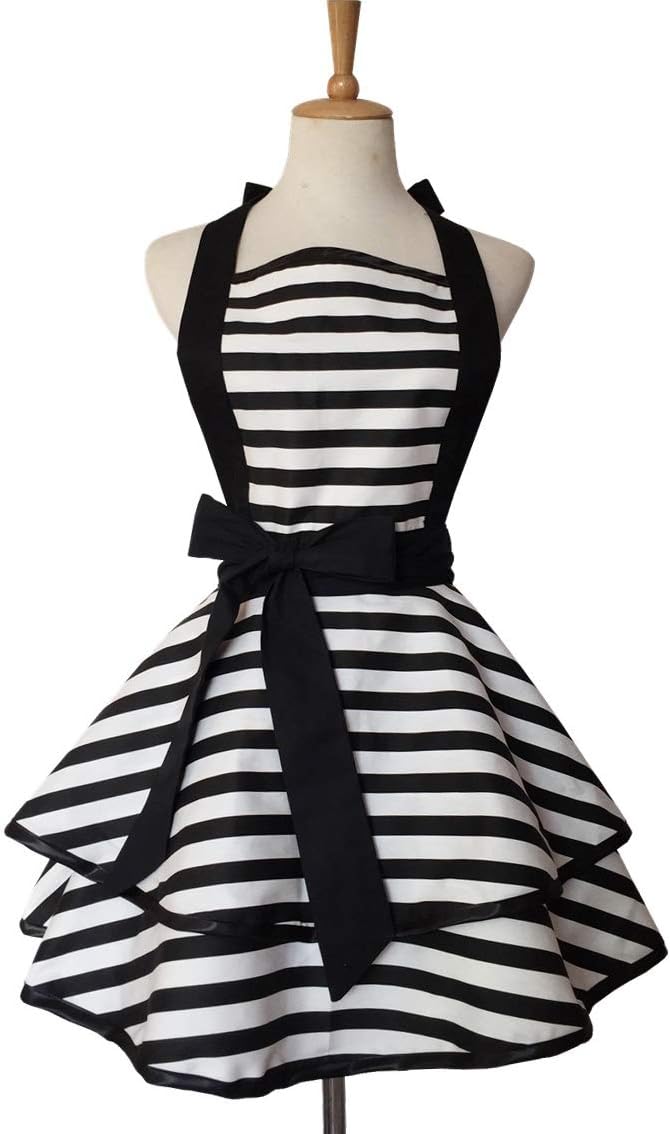 Hyzrz Lovely Handmade Cotton Retro Aprons for Women Girls Cake Kitchen Cook Apron for Mother's Gift (Black) by Hyzrz