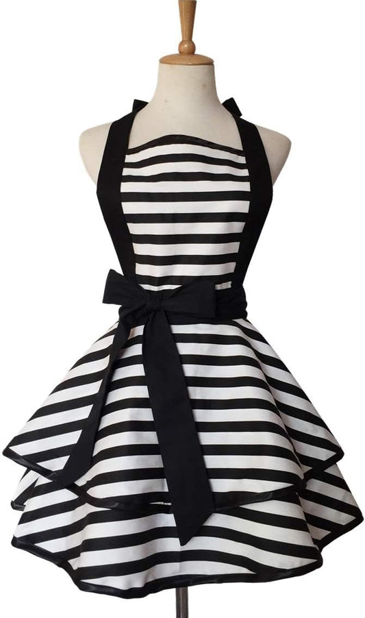 Hyzrz Lovely Handmade Cotton Retro Aprons for Women Girls Cake Kitchen Cook Apron for Mother's Gift (Black) by Hyzrz