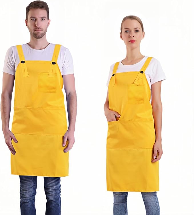 BIGHAS H Back Style Apron with Pocket for Women, Men Adjustable Large Size Comfortable, Kitchen, Home, Cooking 12 Colors by BIGHAS