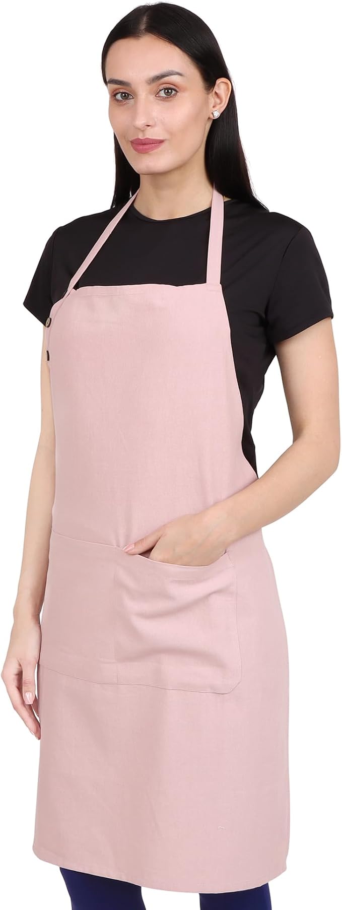 Kitchen Apron Cotton Waterdrop Resistant with adjustable Aprons for Women with Pockets 9 Color option Cooking (Blush pink/powder pink) by naturalcraft