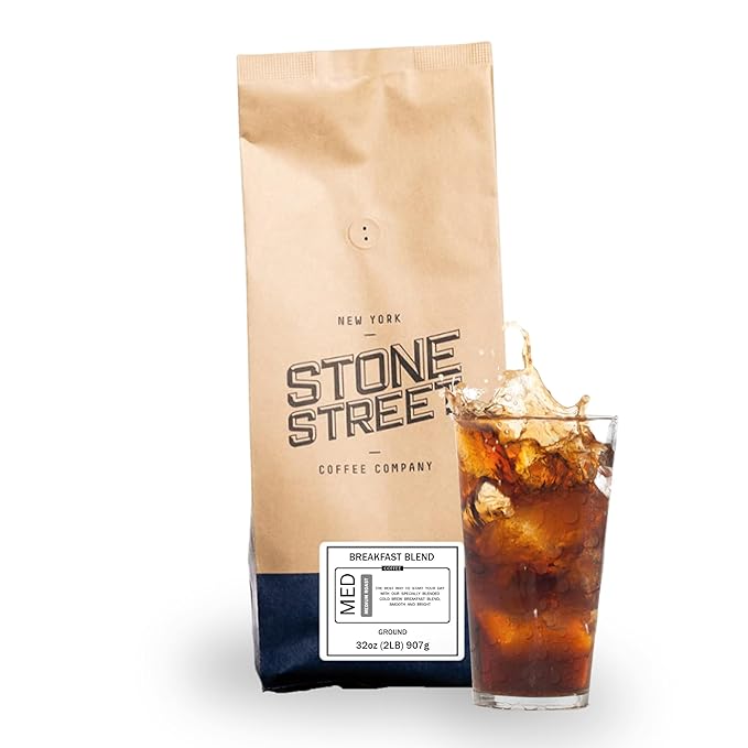 Stone Street Cold Brew Coffee, Low Acid, 100% Arabica, Gourmet Coffee - Breakfast Blend, Medium Roast, Coarse Ground, 2 LB