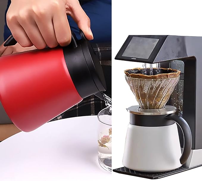 Thermal Coffee Carafe Tea Pot 20 Oz Stainless Steel Insulation Pot Double Wall Vacuum Insulated Coffee Water & Beverage Dispenser (Red)