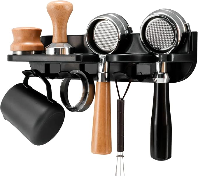 Espresso Tamper Holder Station Laelr Wall Mounted Coffee Station Organizer Coffee Distributor & Tamper 54mm/2.1'' Portafilter Storage Wall Shelf Espresso Accessories Organizer Rack for Bar Home Office by Laelr