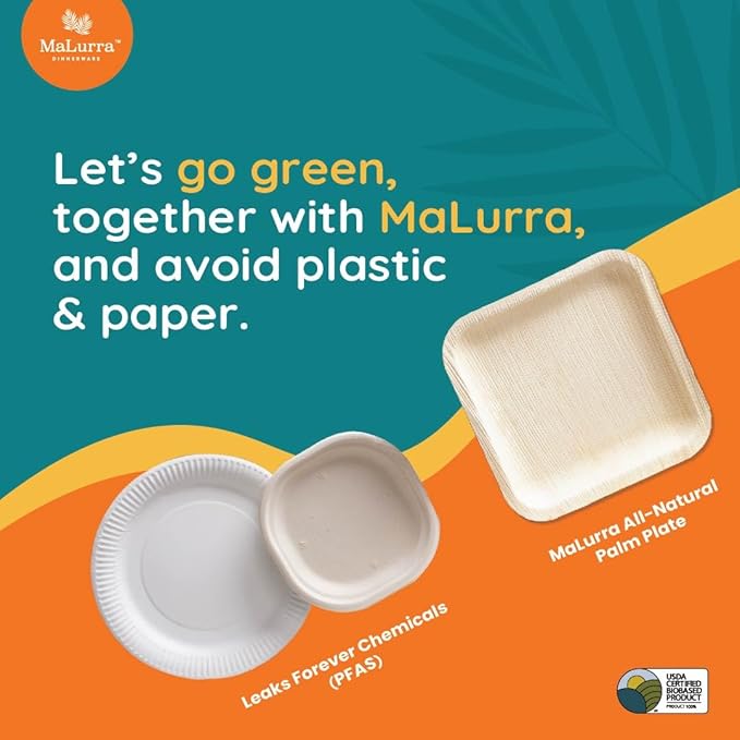 14"x10" Rectangle Tray - 50 PCs Disposable Serving Palm Platters Like Bamboo Charcuterie Tray | Biodegradable | Disposable | Eco-Friendly, Heavy Duty, Bulk | For Parties, Weddings, BBQs & Catering