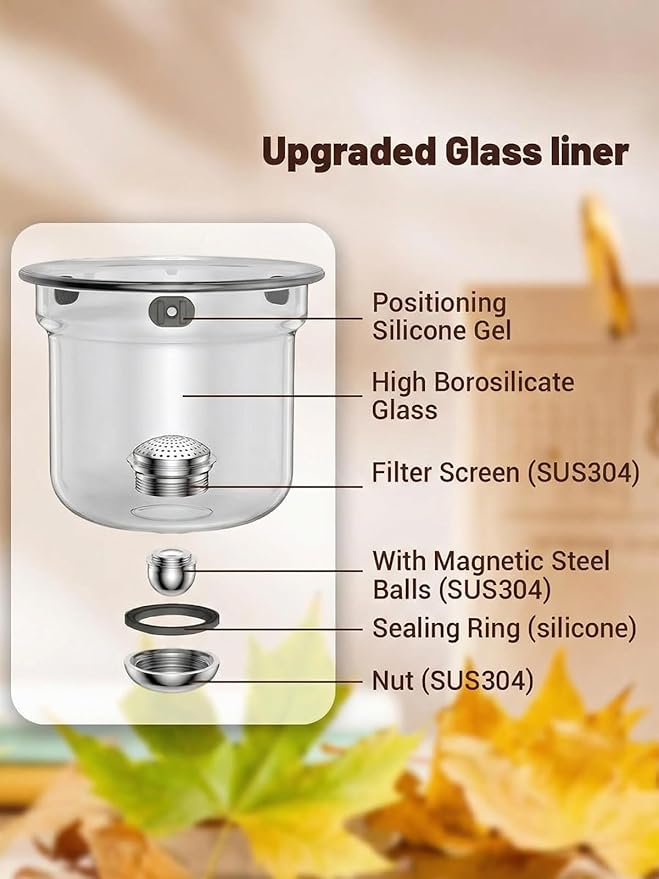 Tea Pot, Water Separation Glass Teapot with Wooden Handle, Magical Teapot, Glass Tea pot with Infuser Strainer, Magic Tea Pot (600ml)