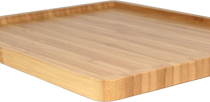 BambooMN Organic Bamboo Serving Tray, Vanity, Tea, Appetizers, Snacks, Charcuterie Board, Rounded Edges, 11"x8.9"x0.6" - 10 Trays