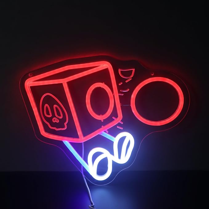 Funny Box Gaming Neon Sign for Kids Bedroom Game Room, LED Anime Wall Art for Gaming Setup, Man Cave, Dorm Decor, Dimmable USB, Awesome Gift for Gamers Teens, Boys, Kids by Nordstylee