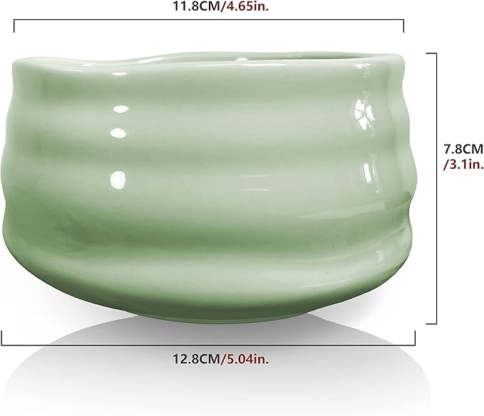 Ceramic Matcha Bowl, Handmade Japanese Green Tea Whisk Cup,Matcha Tea Bowl For Ceremony Chawan 500ml 17oz (Matcha Green)