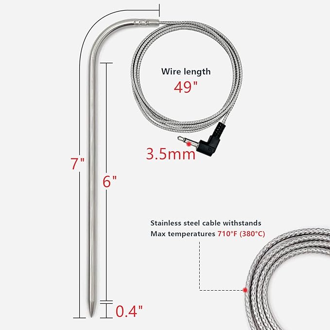 Meat Probe Replacement for Pit Boss Pellet Grills and Smokers, Waterproof 3.5 mm Plug Thermometer Meat Probe, Accessories for Pit Boss