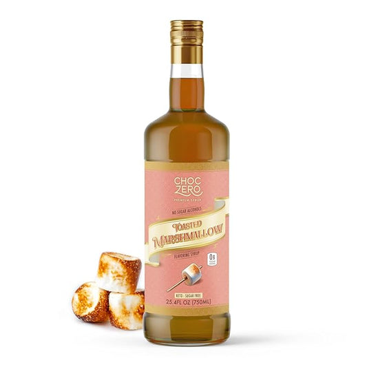 ChocZero Sugar Free Coffee Syrup, Toasted Marshmallow Flavor, No Sugar Alcohol Simple Syrup Drink Mix, Campfire Lattes, Protein Shakes & Baking, All Natural, 25.4 Ounces (Pack of 1)