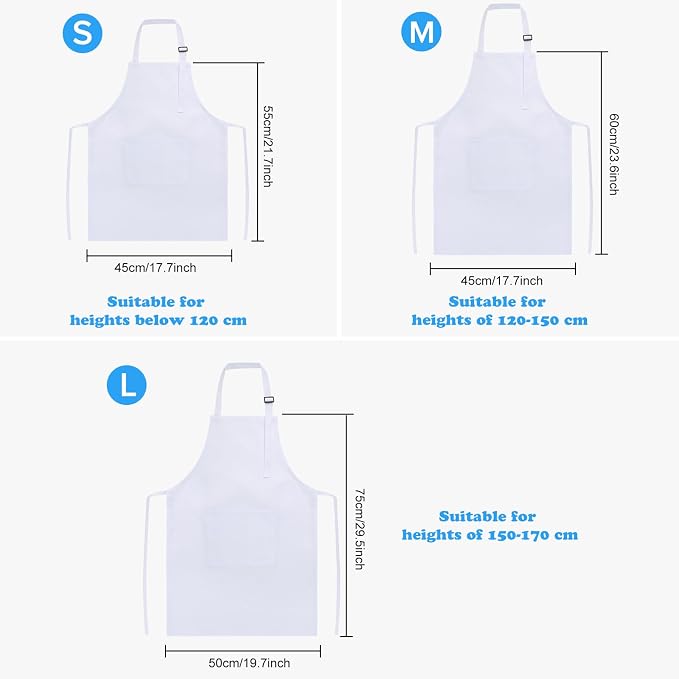 SINLAND Kids Aprons with Large Pocket 2 Pack | Adjustable Cooking Chef Aprons,Stain Resistant Toddler Apron for Baking Painting Gardening Boys Girls - Image 4