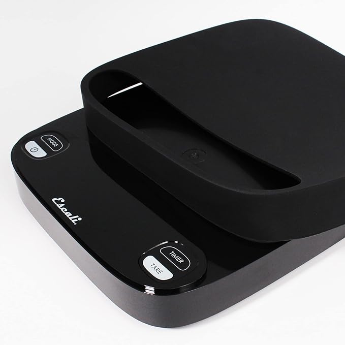 Escali Versi Coffee Scale with Timer, Weigh up to 6.6 lbs / 3,000 Grams, Rechargeable - Black, Standard