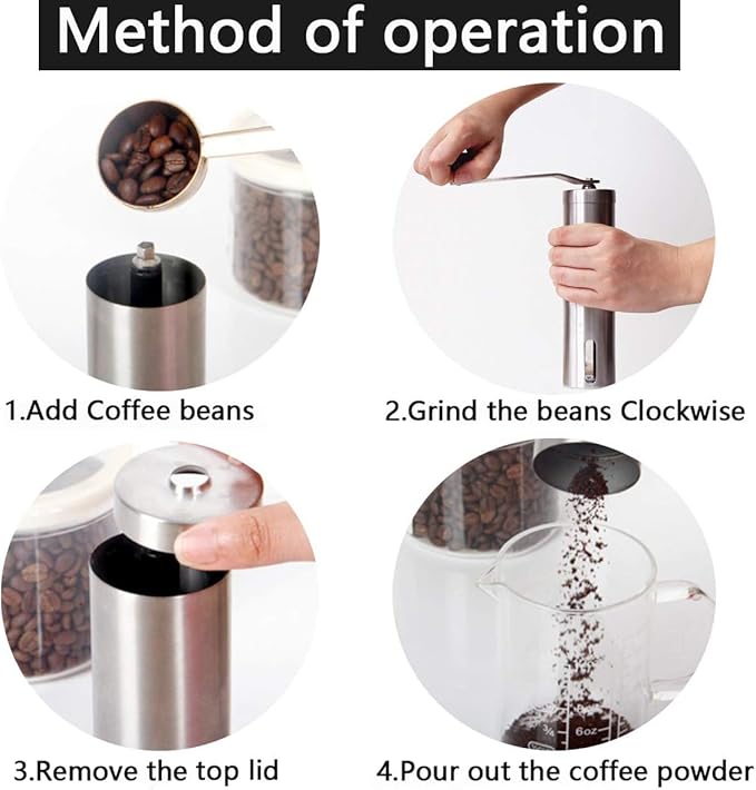 Portable Manual Coffee Grinder, Coffee Bean Grinder with Conical Burr Mill for Ideal Precision Brew, French Press, Espresso etc