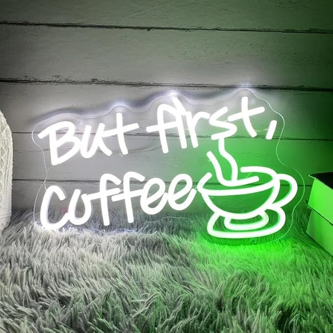 But First Coffee LED Neon Sign Custom Coffee Bar Shop Kitchen Wall Decoration Cafe Neon Light Decor Welcome Open Sign Gift