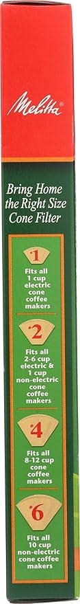 Melitta #4 Cone Coffee Filters, Unbleached Natural Brown, 40 Total Filters Count - Packaging May Vary