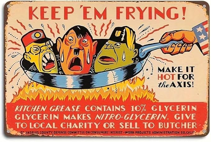 Keep 'Em Frying" WWII Vintage Metal Sign - 8x12" Aluminum Wall Art for Home, Kitchen, Bar, Cafe & Garage Decor - Easy Install by Unknown