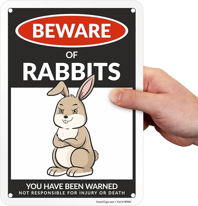 SmartSign Funny Beware Of Rabbits Warning Sign - 10"x7", 40 mil Laminated Rust-free Aluminum - Metal Signs for Farms, Outdoors, Patio, Gifts, Cafe - Rabbits Theme, Made in USA - Image 8