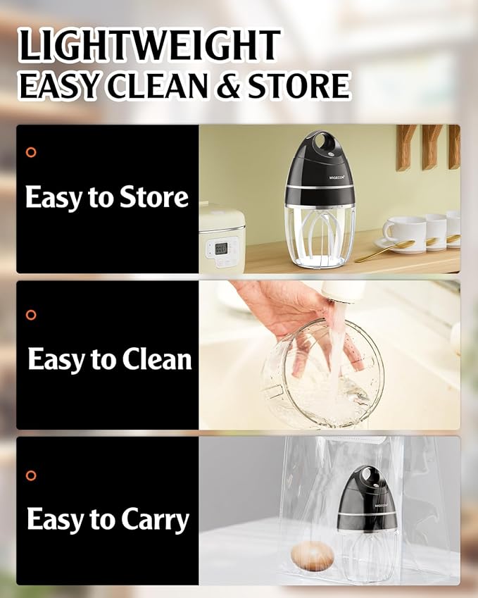 MIGECON Stand Mixer Electric Kitchen Mixer, Electric Egg Beater, Shampoo & dogs Body Wash Foam Whipper, One-touch operation to prevent spills (Dark Grey)