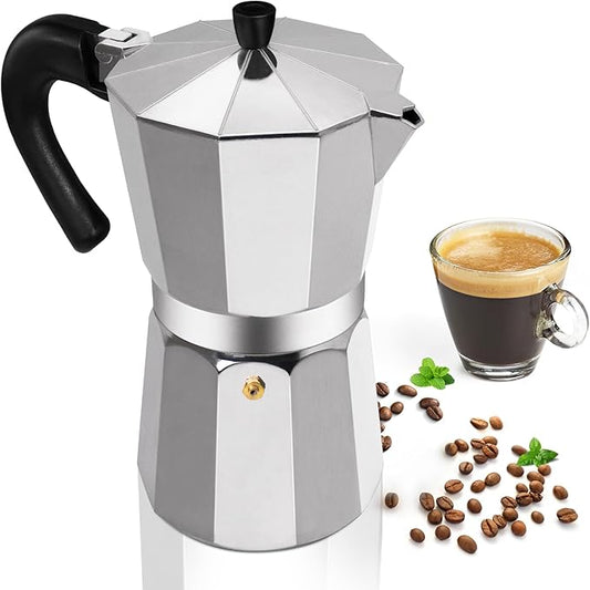 Aluminum 12 Cup 600ml Moka Pot Express Coffee Maker Stovetop Espresso Percolator Coffeemaker Italian Classic Style Brewing Greca Cafe Mocha Machine for Cafeteras Lover Camping Travel and Home Use 20oz