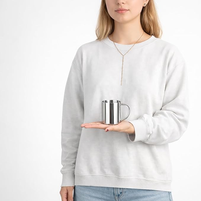 IMEEA 7.5oz Small Espresso Mug Stainless Steel, Double Walled Coffee Cup with Handle for Kids, Milk & Water, Set of 2