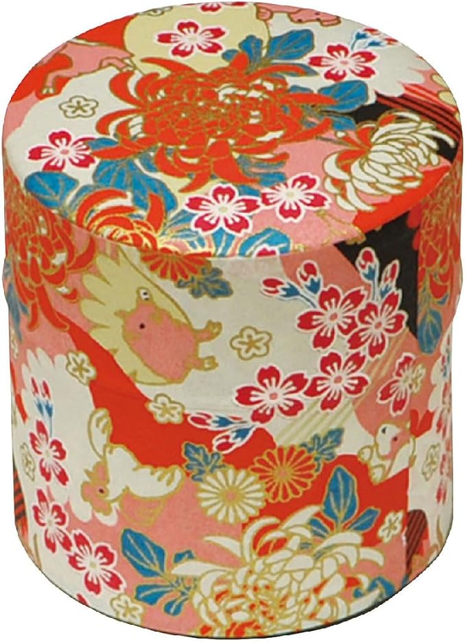 Japanese Pokkan Matcha Coffee Spice Tea Tin Canister Washi Paper Storage with Lid 7.05 oz Capacity (Eto, S)