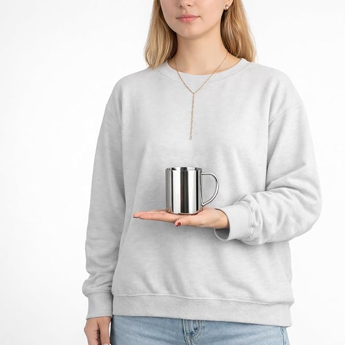 IMEEA 10oz Stainless Steel Coffee Mug, Double Walled Cup with Handle, Standard Size for Daily Coffee, Camping Use, Set of 2