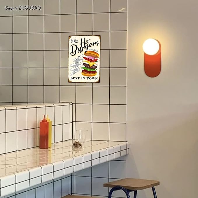 Hot Burgers Tin Signs Vintage Metal Sign Funny Food Art Printing Poster Wall Decor for Home Kitchen Bar Restaurant Cafe Pub Indoor Outdoor 12x8 Inch Hanging Plaque - Image 6