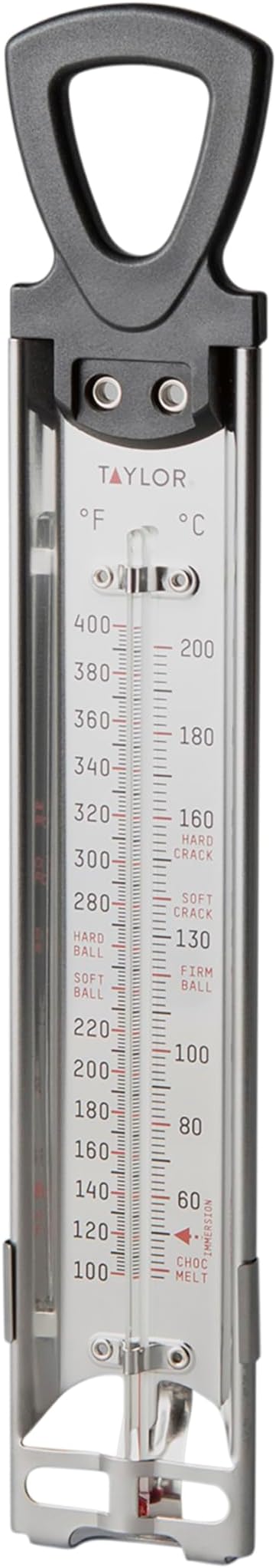 Taylor Stainless Steel Candy and Deep Fry Thermometer, 12-Inch Analog Paddle with Pan Clip, Ideal for Frying, Sugar, Brewing, Syrup, and More