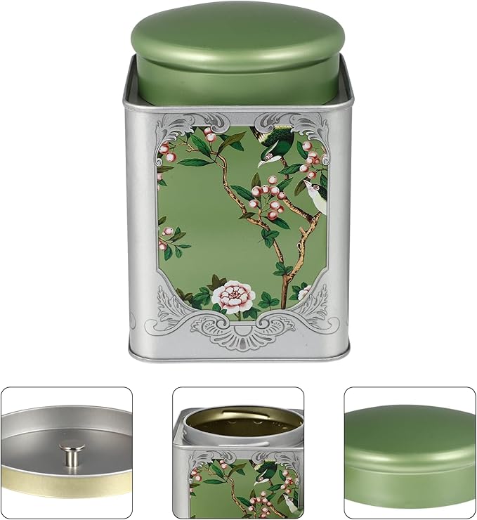 BESPORTBLE Tea Tin Canister with Airtight Double Lids Airtight Loose Tea Canister Tinplate Empty Tin Coffee Candy Herbs and Spices