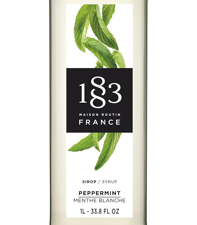 1883 Peppermint Syrup for Drinks, Made in France, 1 Liter Plastic Bottle