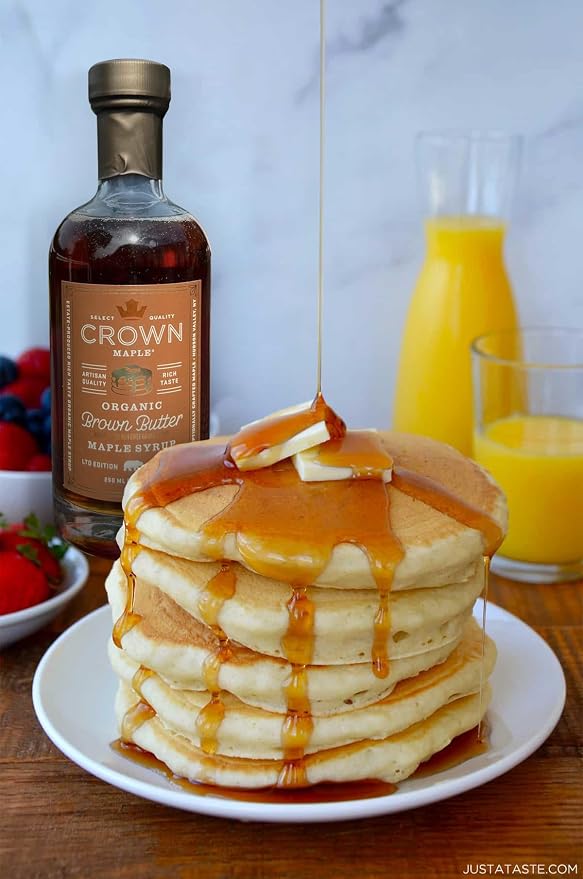 Crown Maple Certified Organic Brown Butter Flavor Maple Syrup, Gluten Free, No Preservatives, Non-GMO Pancakes, Waffles, and French toast Breakfast Topping, 8.5 Fl Oz (Pack of 1) - Image 4