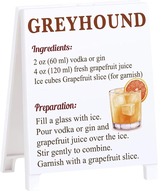 Greyhound Recipe Rustic Bar Decor for Home Cafe Farmhouse Cocktail Sign for Kitchen Bar Cart Accessories Mixology Christmas Gift for Bartender Men Women New Couple - 5.59 x 4.33 inch Acrylic Sign by Funnysignsandcozydecorgiftsforyourspacethatspeakyourmind