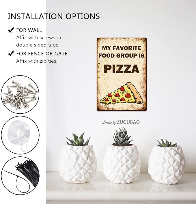 Pizza Tin Signs Vintage Metal Sign Funny Food Art Printing Poster Wall Decor for Home Kitchen Bar Restaurant Cafe Pub Indoor Outdoor 12x8 Inch Hanging Plaque - Image 5