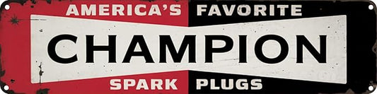 Champion Metal Sign 4x16in Motivational Retro Plaque for Gym Office Bedroom Home Decor Wall Art Cool Room