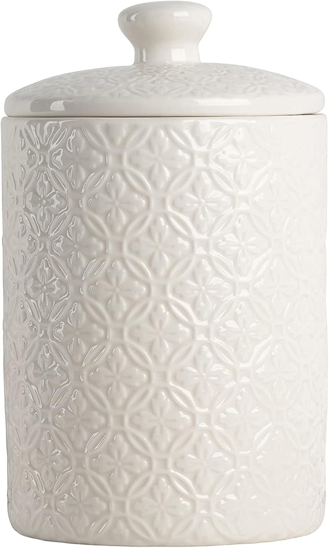 10 Strawberry Street CAN-HMPTN-WHT Kitchen Canister Set, 3 Piece, Hampton White