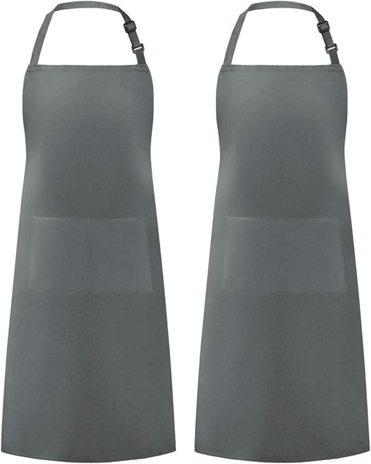 Syntus Apron for Men Women, Adjustable Cooking Kitchen Chef Aprons with 2 Pockets, Cotton/Polycotton/Polyester