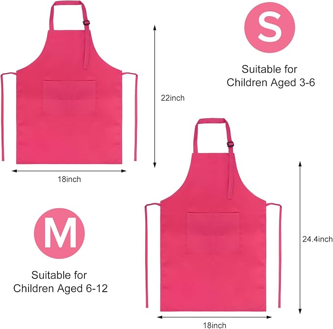 SINLAND Kids Aprons with Large Pocket 2 Pack | Adjustable Cooking Chef Aprons,Stain Resistant Toddler Apron for Baking Painting Gardening Boys Girls - Image 4