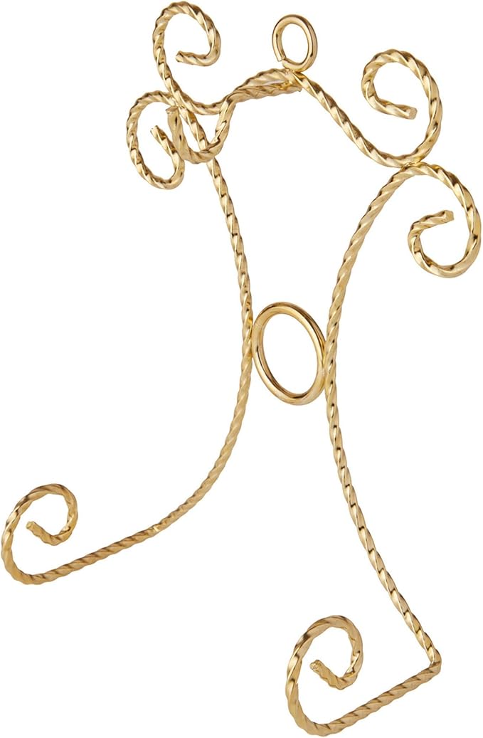 Bard's Shiny Gold-toned Wall Mountable Cup and Saucer Hanger, 7.25" H x 5" W x 2.75" D