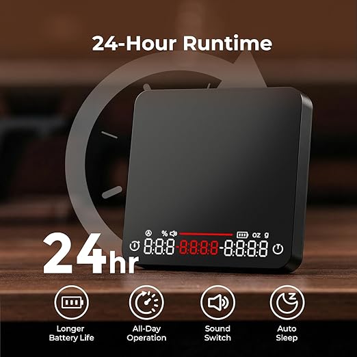Mini Coffee Scale with Timer, USB-C Rechargeable Espresso Scale 2kg/0.1g High Precision Scale for Espresso & Pour-Over Coffee, Auto Timing, Water Ratio, Portable Digital Coffee Scale (Black)