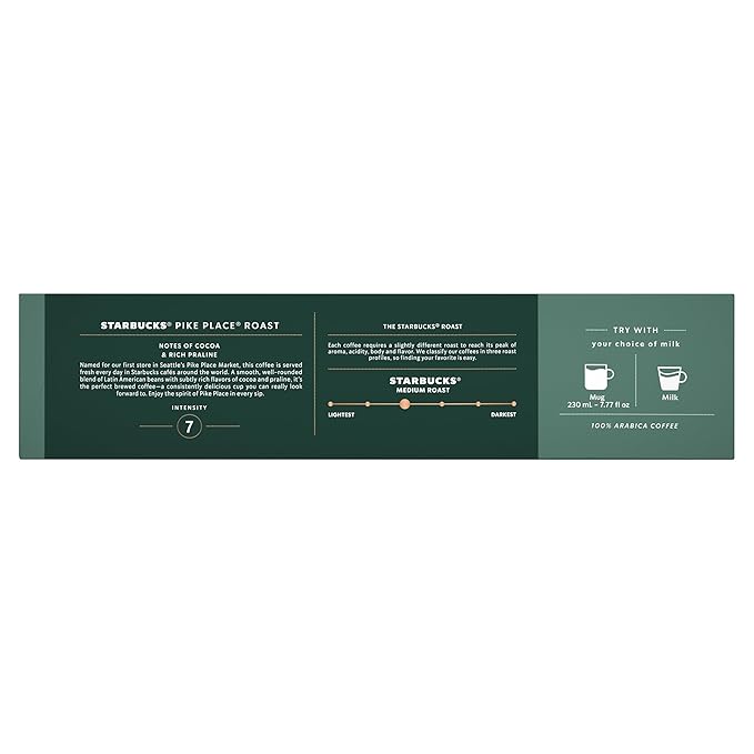 Starbucks by Nespresso Vertuo, Pike Place, Medium Roast Coffee 30-count Coffee Pods, Brews 7.8 oz.