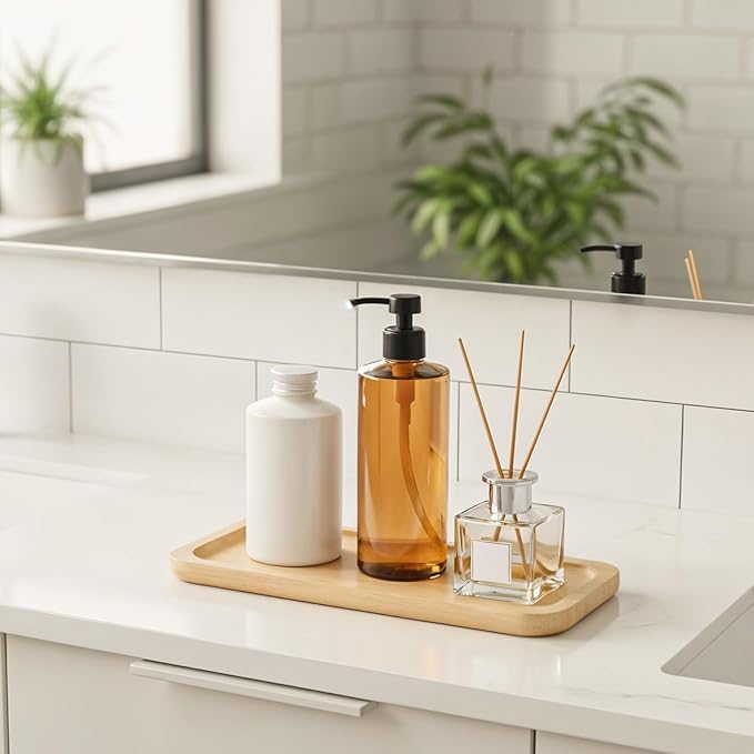 Bamboo Vanity Tray Bathroom Sink Vanity Trays Bathroom Counter Tray Bamboo Bathrooms Vanitys Trays Bathrooms Storage Vanitys Pallet for Organizing Decor Display Toilet Tank 11 X 4.5 X 0.5 Inch