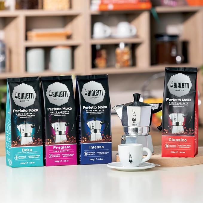 Bialetti - Perfetto Moka Deka: Medium Roasting Ground Coffee, Cereals Aroma, 8.8 Oz - 250g, Bag with Flavour-Saving Valve