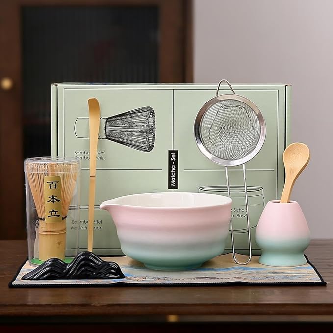 7matcha whisk set - 1Matcha Bowl ，1 matcha whisk, 8pcs matcha kit Gradient matcha set