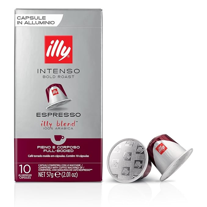 Illy Espresso Compatible Capsules - Single-Serve Coffee Capsules & Pods - Intenso Bold Roast - Notes Of Cocoa & Dried Fruit Coffee Pods - For Nespresso Coffee Machines – 10 Count