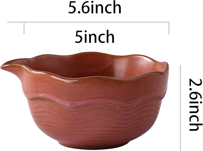 Matcha Bowl Set with Bamboo Whisk, Sifter & Scoop - Complete Ceramic Japanese Tea Ceremony Kit for Traditional Matcha Preparation (reddish brown (with a textured finish))