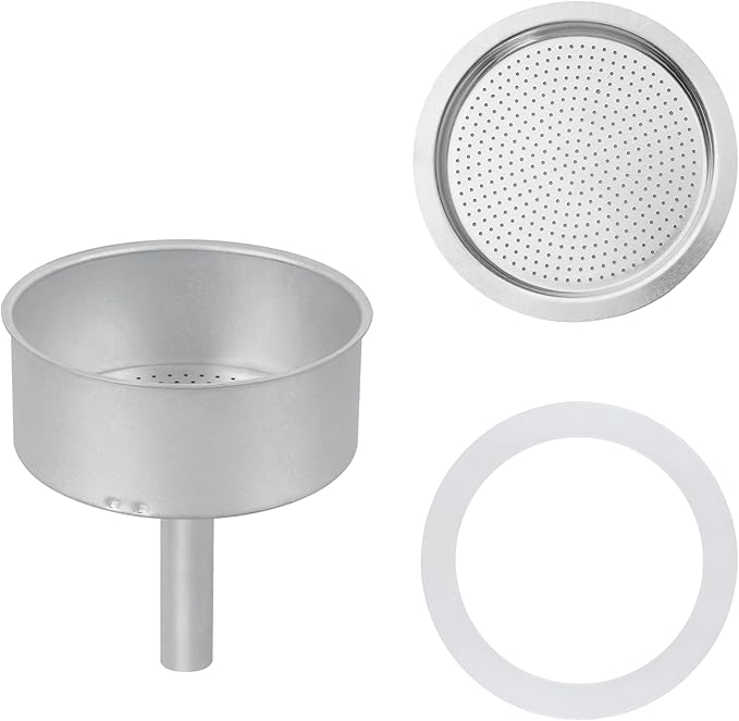 Espresso Maker Filter Basket,moka pot 9 cup Replacement Funnel,moka pot filter For Mocha Coffee Maker Pot with 1pcs Filter and 1pcs Silicone Gasket Seals