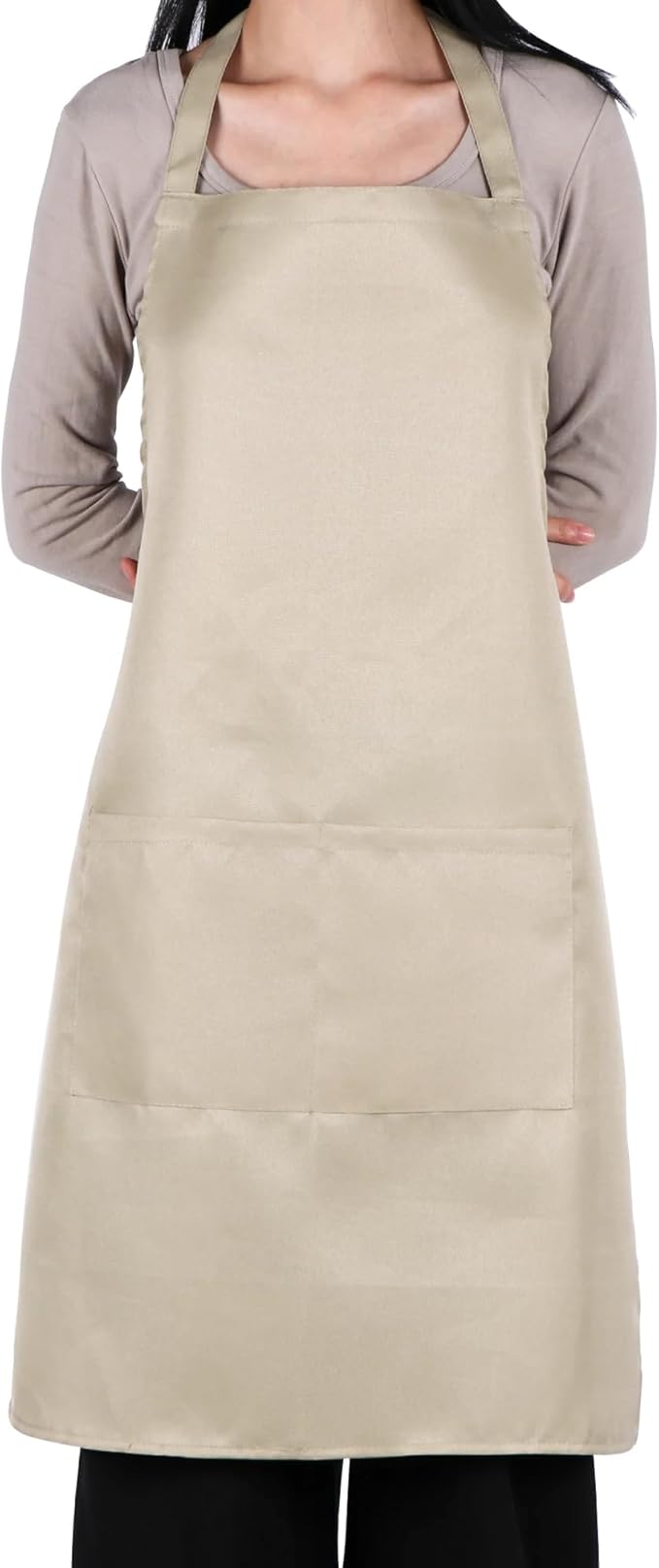 Bib Aprons- Mixed Color Apron with Pockets, for Kitchen Cooking Restaurant BBQ Painting Crafting by MIKIWELL